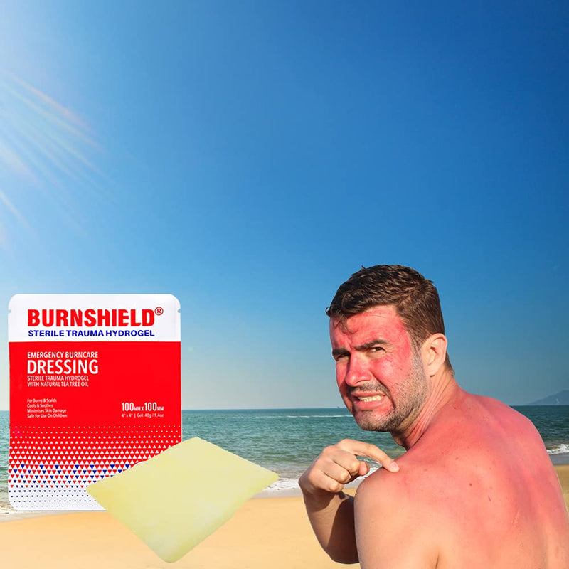 Burnshield SJA75318 Premium Sterile Emergency Burn Dressing ,White,4"x4" (10cm x 10cm)"Cools The Burn" 10 x 10 cm Single - BeesActive Australia