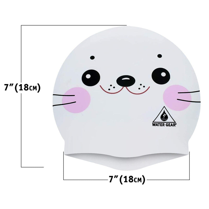 Water Gear Critter Cap - Extremely Durable Swimming Cap for Kids - Great for Improving Swimming Skills and Instilling Confidence in The Water - Long-Lasting Toddler Swimming Cap White Seal - BeesActive Australia