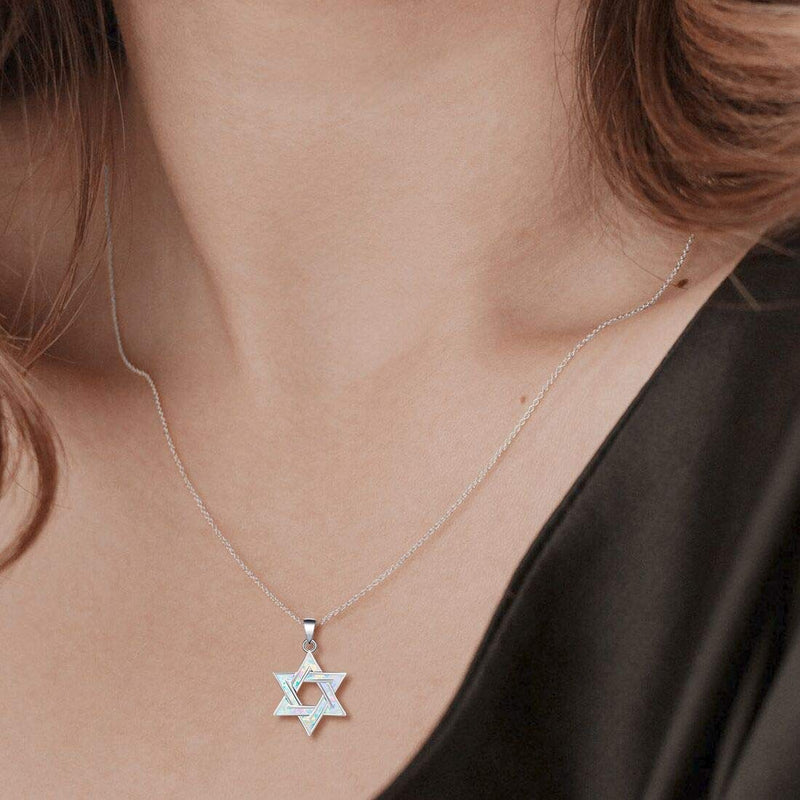 FANCIME Sterling Silver Created Fire Opal Star Necklace/Dangle Earrings/Bracelet Charm Danity October Birthstone Fine Jewelry for Women - BeesActive Australia