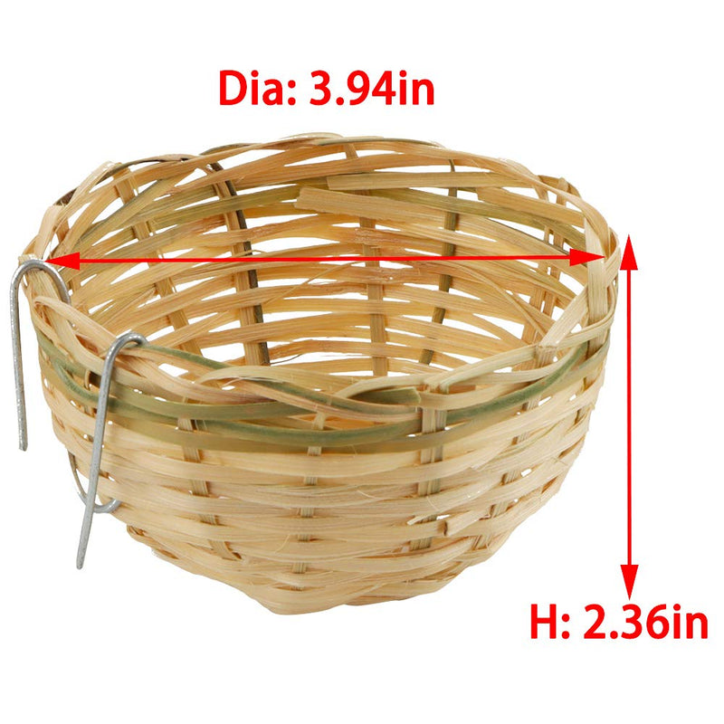 VTurboWay 5 Pack Bird Bamboo Nest, Handwoven Natural Bird Cage House Hatching Breeding Cave with Hook, Country-Style for Small Bird Parrot Canary Swallow Finch - BeesActive Australia