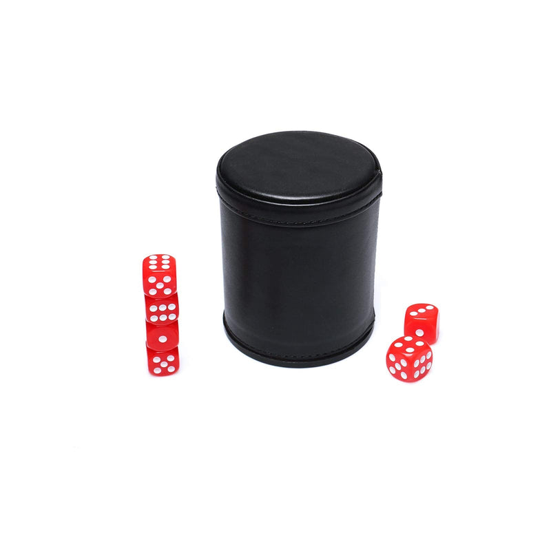 RERIVER Leather Dice Cup Set Red Felt Lining Quiet Dice Shaker Cup with 6 Red Standard Dot Dice for Farkle Yahtzee Games, 1 Pack Red1 - BeesActive Australia