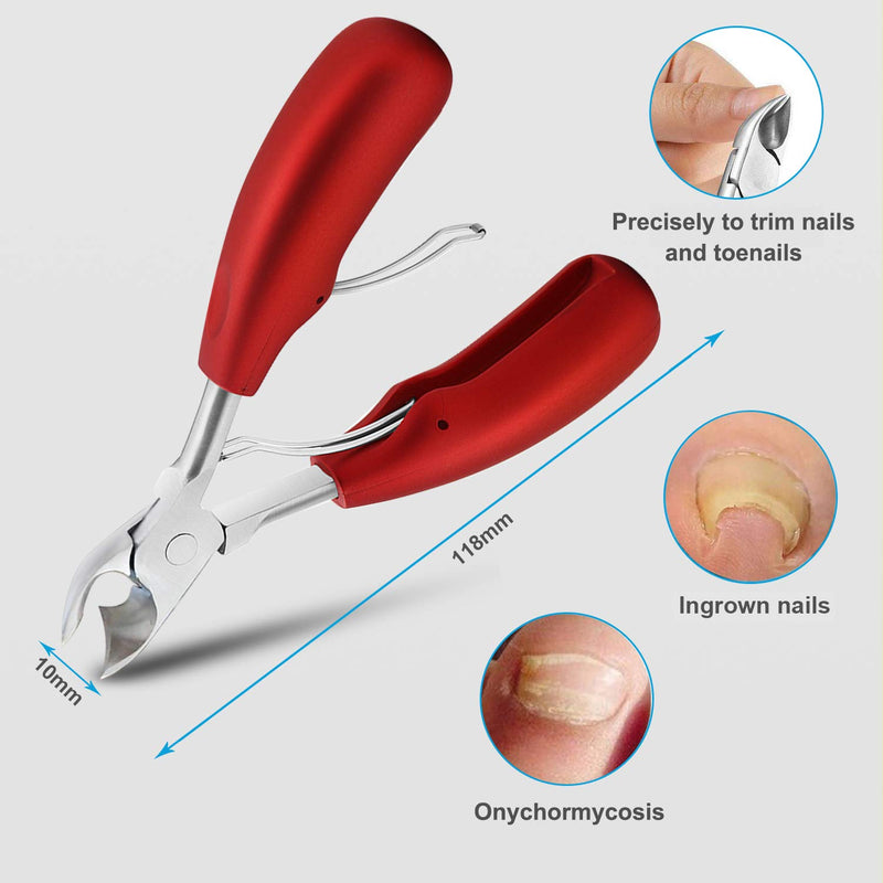 Thick Toenail Clippers, Podiatrist Toe Nail Clippers for Ingrown & Thick & Men & Seniors Toenail and Nail Surgical Grade Stainless Steel Toenail Trimmer Nipper (Red) Red - BeesActive Australia