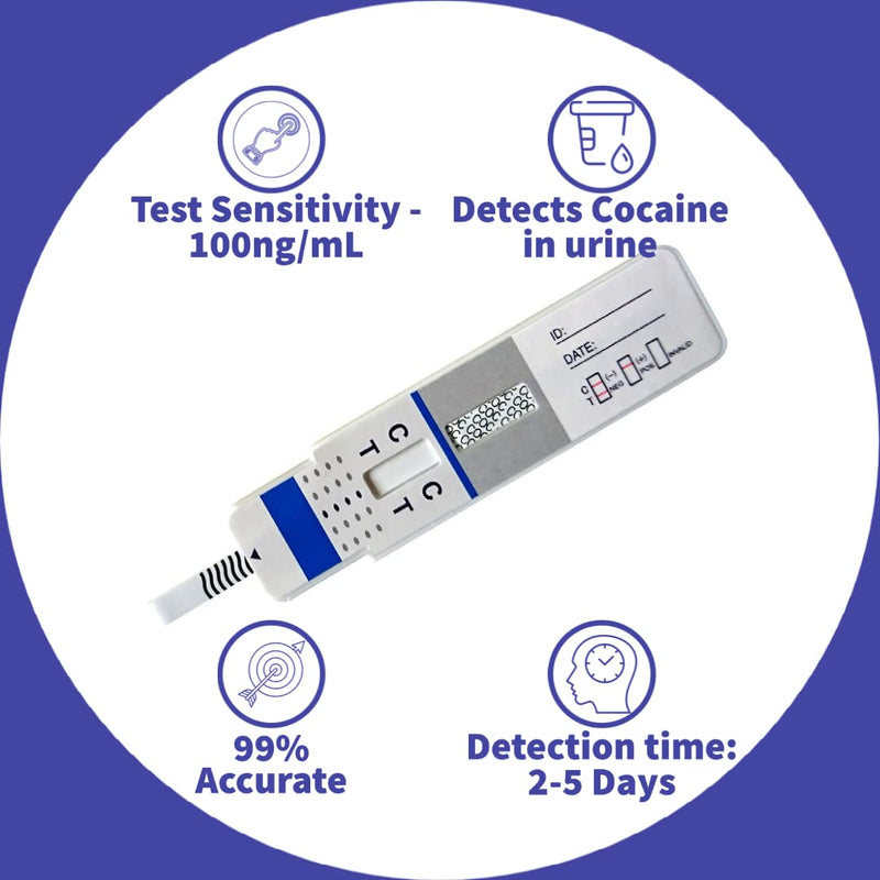 One Step: 5 x Cocaine Drug Testing Kits, Coke Crack Charlie Urine Tests, 100ng/ml Sensitivity - BeesActive Australia