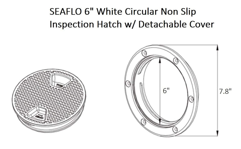 [AUSTRALIA] - SEA FLO 4" - 8" White Circular Non Slip Inspection Hatch w/Detachable Cover 6" 