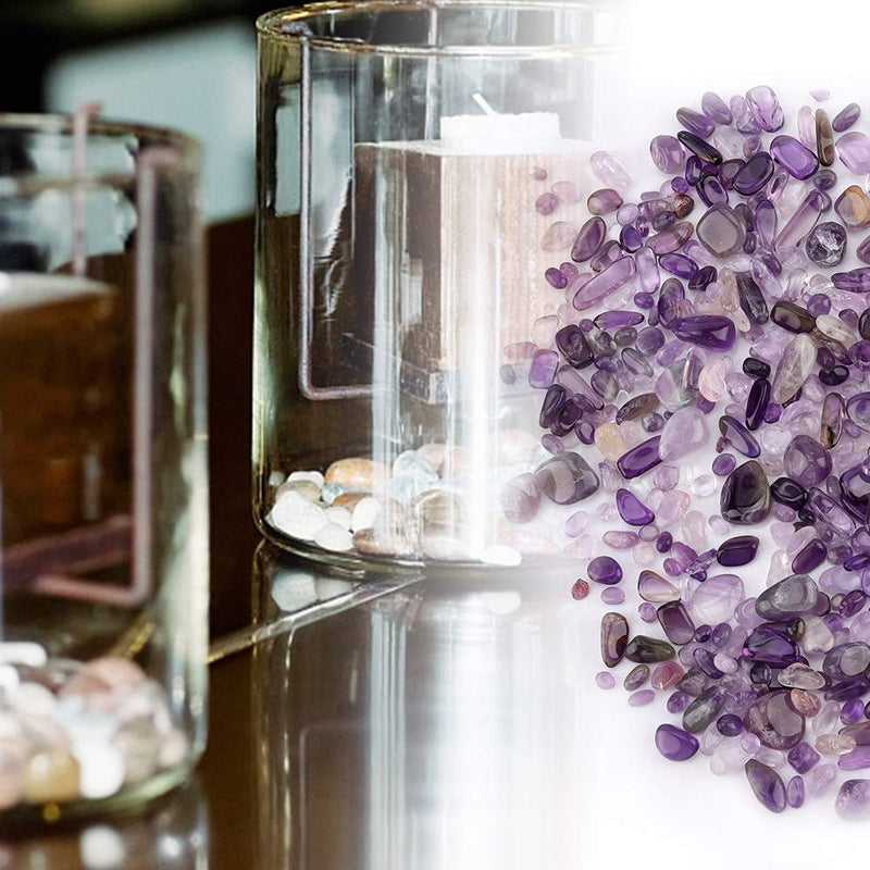 Wifehelper Tumbled Stone Chips Crushed Natural Crystal Quartz Small Crystal Tumble Gemstone 100g Bundle Bags(Purple) Purple - BeesActive Australia