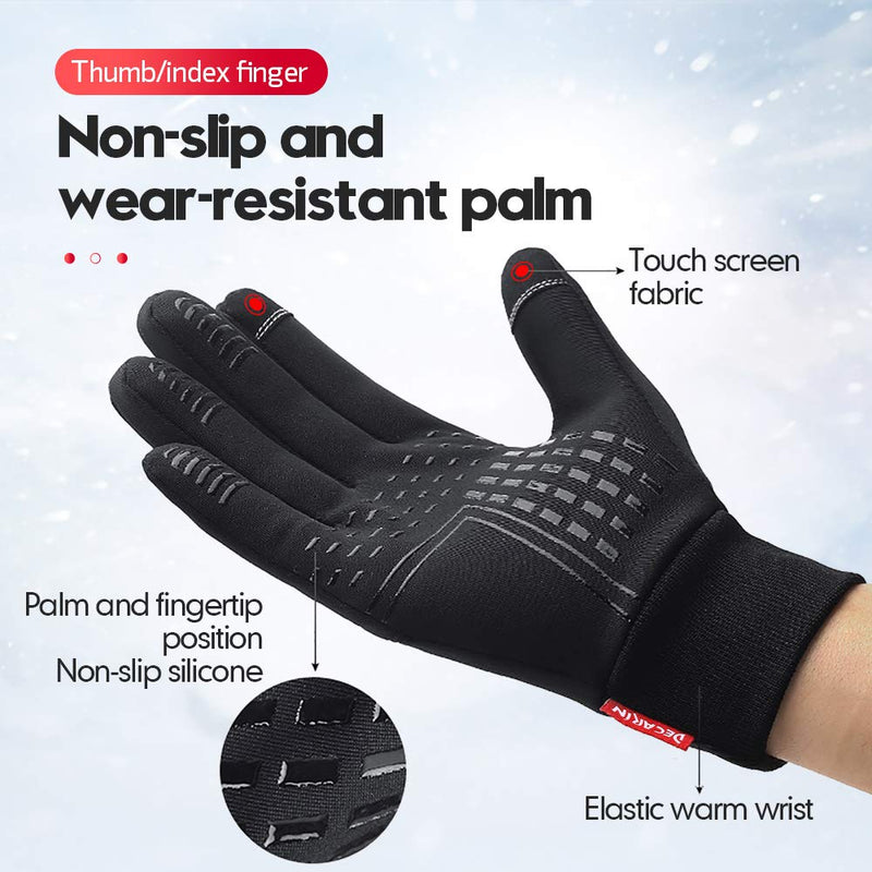 Winter Warm Gloves, Thermal Warm Gloves for Men Women Waterproof Touchscreen Non-Slip Gloves for Running,Driving,Cycling,Outdoor Activities Black X-Large - BeesActive Australia