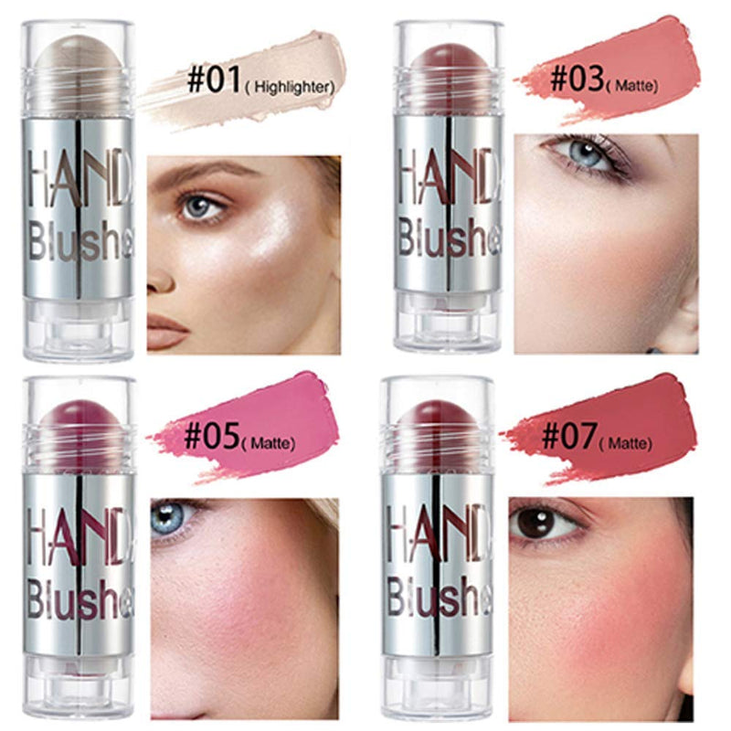 YOUNG VISION 4 PCS Blush Sticks for Cheeks and Lips, Chubby Cream Blush,Contains 1 Highlight and 3 Matte Colors (SET-A) SET-A - BeesActive Australia