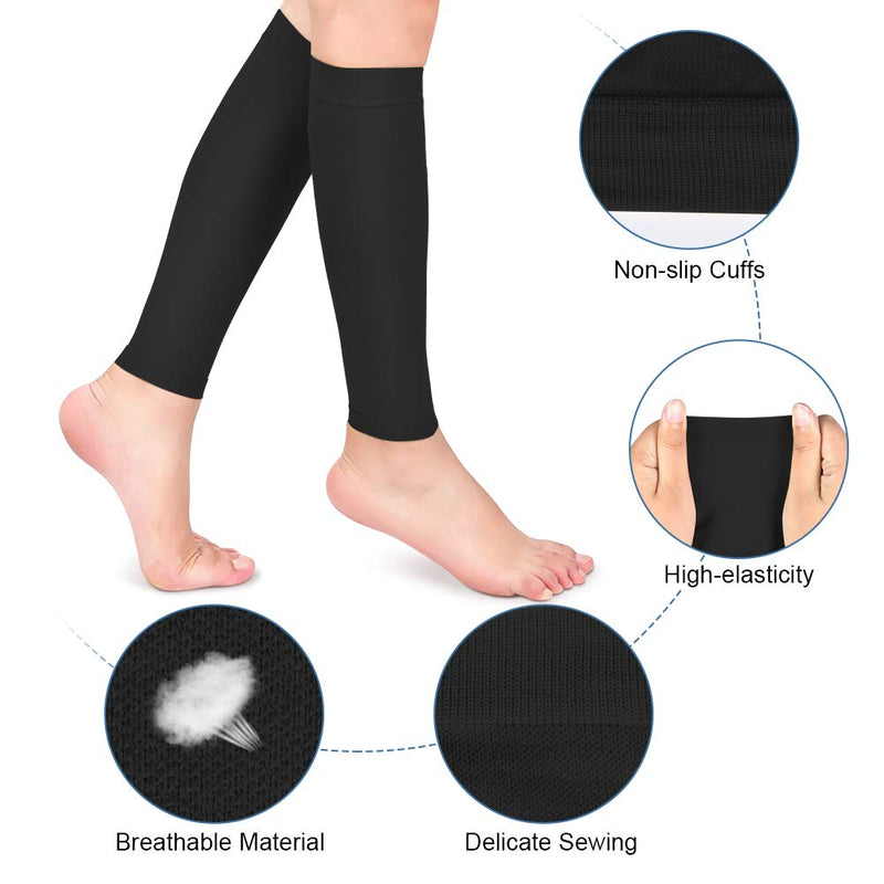 Yosoo Health Gear Graduated Calf Compression Sleeves, Medical Footless Compression Socks Men Women Shin Splints Leg Brace 20-30mmHg with Graduated Pressure for Swelling Varicose Veins Calf (Black-XL) - BeesActive Australia