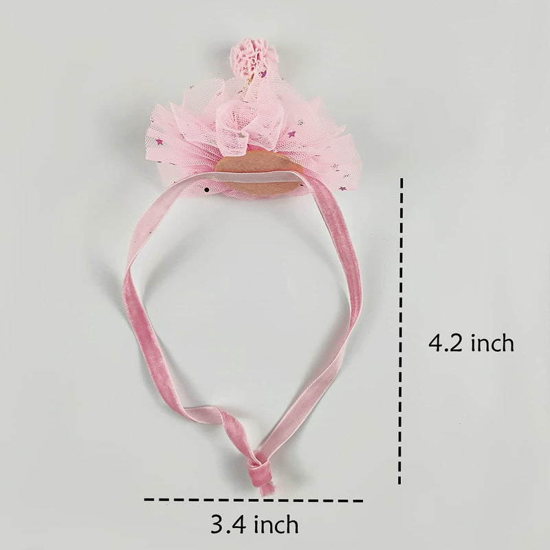 Birthday Hat Scarf Set for Pet Puppy Cat, Cute Lace Bandana Bib Scarf Crown Hat Princess Costume for Cats Small Dogs, Outfit for Birthday Party Pink - BeesActive Australia