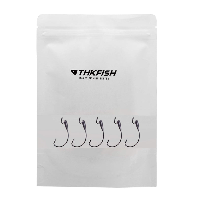 thkfish 20Pcs Black Fishing Weighted Hooks Offset Soft Worm Hook with Weight 3/0 Leadless Rig Swimbait Hooks Wide Gap Single Hooks for Saltwater Freshwater 1G - BeesActive Australia