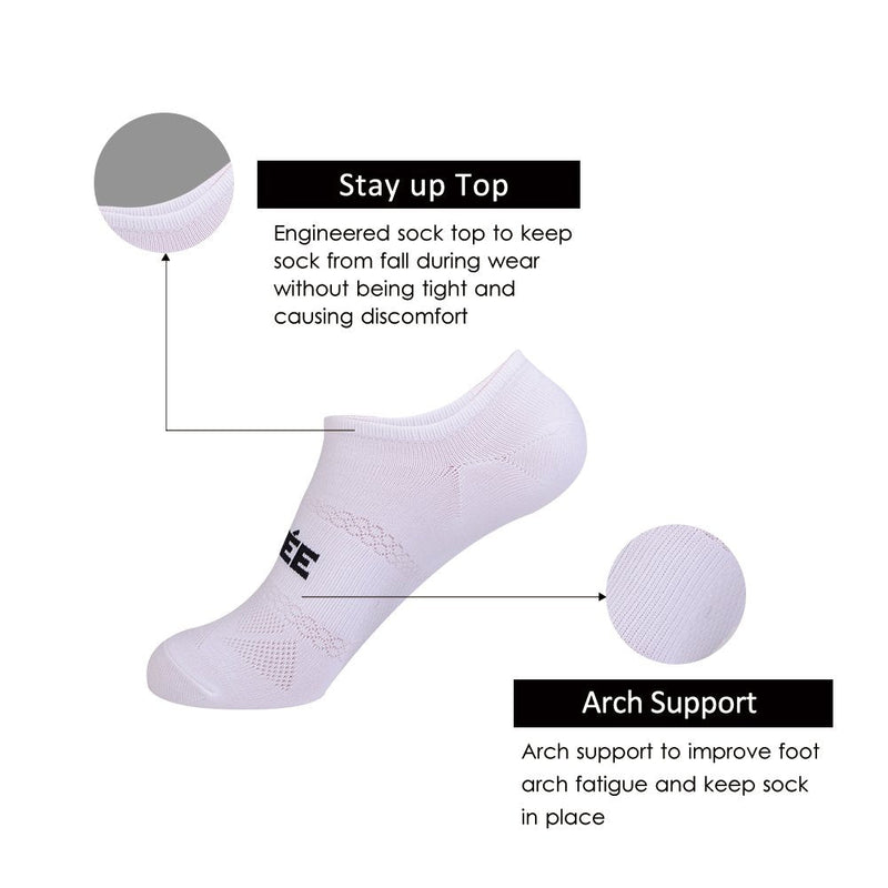 JOYNÉE Men's Athletic Non Slip No Show Short Socks with Silicone 6 Pack Black/White/Grey(6 Pairs) - BeesActive Australia
