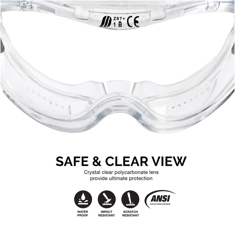 Neiko 53875B Protective Safety Goggles Eyewear with Wide-Vision, ANSI Z87.1 Approved | Adjustable & Lightweight - BeesActive Australia