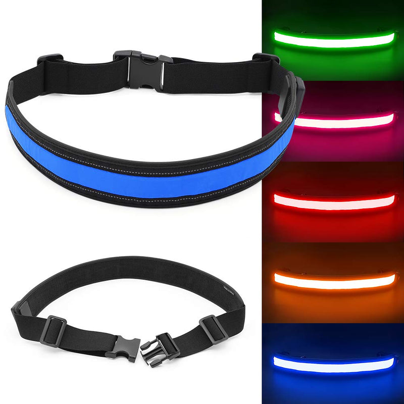 Illumifun Elastic LED Running Belt - USB Rechargeable - Glowing LED Waistband, High Visibility Waist Light, Light Up Safety Gear for Running, Cycling, Camping, Walking, etc Blue - BeesActive Australia