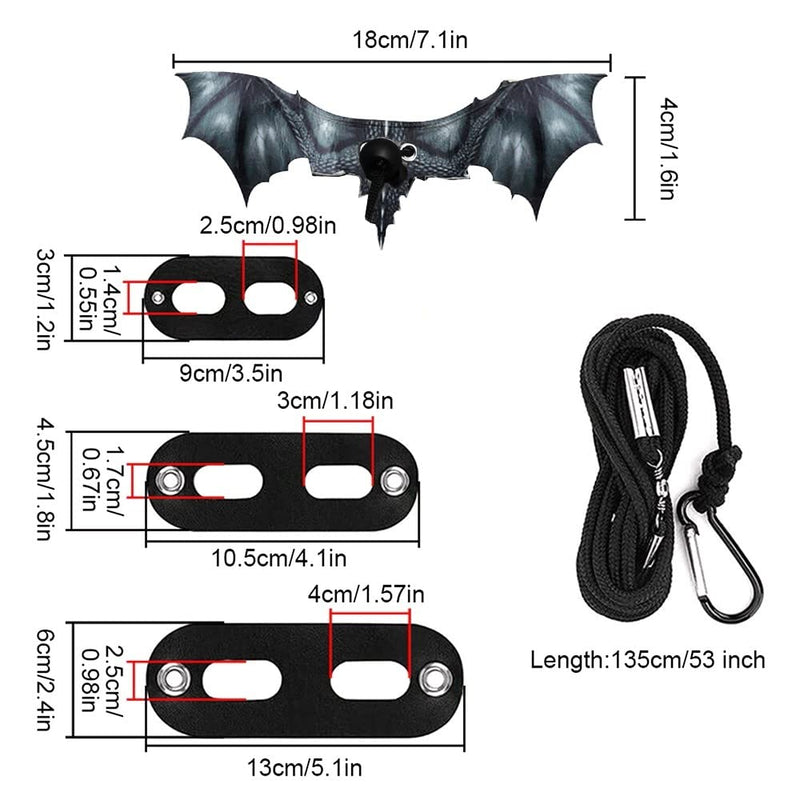 Bearded Dragon Leash, Adjustable Portable Reptile Leash with Cool Wings for Gecko, Bearded Dragon, Chameleon, Iguana, Hamster, Guinea Pig (S+M+L) black grey - BeesActive Australia