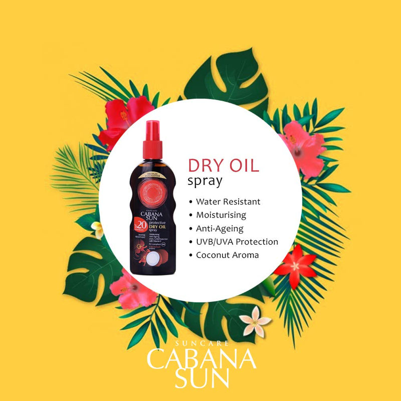 Cabana Sun CABANA Deep Tanning Dry Oil Spray SPF15-200 ml + Deep Tanning Dry Oil Spray SPF20 - BeesActive Australia
