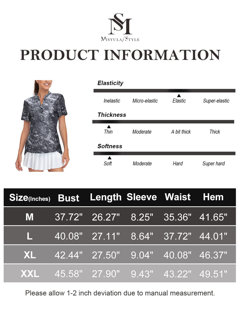 Misyula Style Womens Golf Shirts Short Sleeve V-Neck Collarless Tennis Workout Tops Quick Dry M-2XL Tie Dye XX-Large - BeesActive Australia