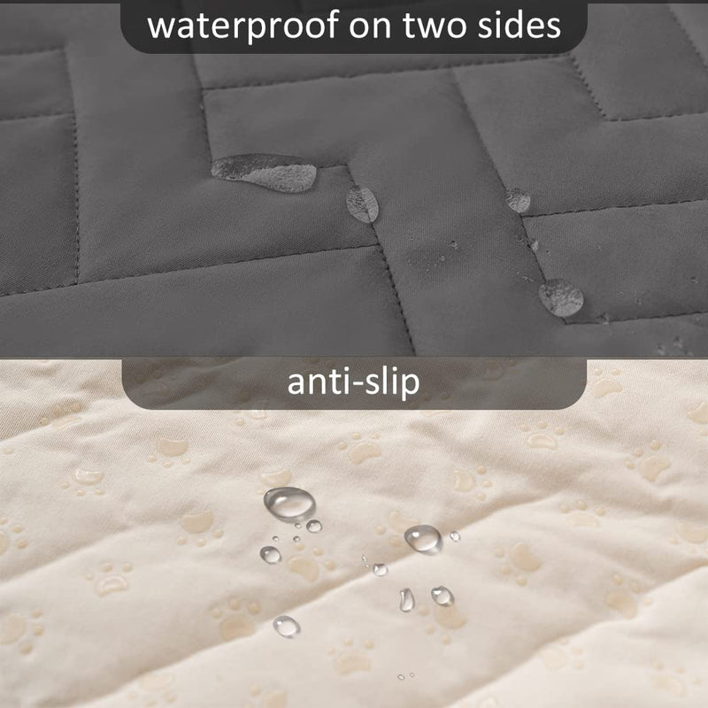 fuguitex Waterproof Dog Bed Cover Couch Cover for Pet Anti-Slip Blanket for Loveseat Sofa Recliner L-Shape Sofa Furniture Protrctor Cat Mat Pet Pad Dark Grey 30x75 Inch (Pack of 1) - BeesActive Australia