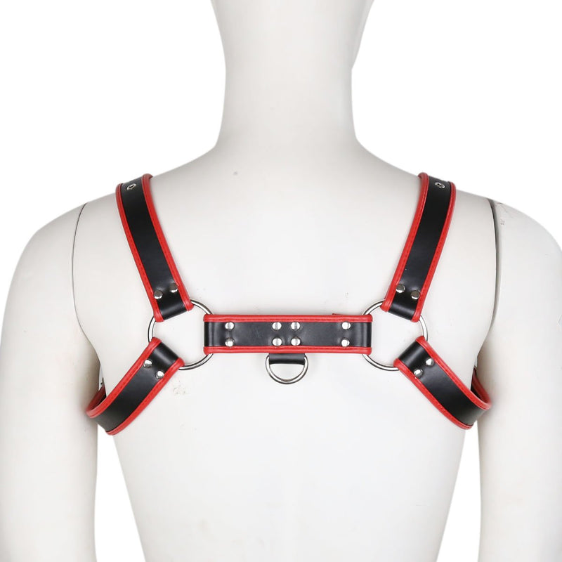 Men Harness PU Leather Harness Adjustable Buckle Body Chest Harness Costume Red - BeesActive Australia