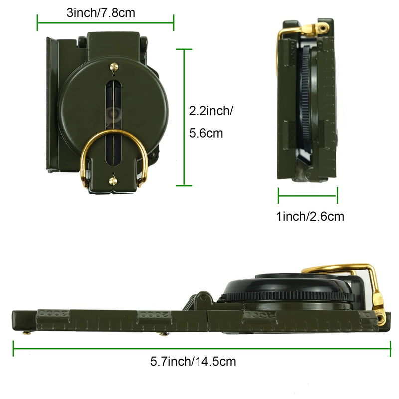 Military Compass, JYEASTZ Lensatic Sighting Compass for Hiking, Multifunctional Outdoor Compass Waterproof Durable Boy Scout Compass for Camping Hunting - BeesActive Australia