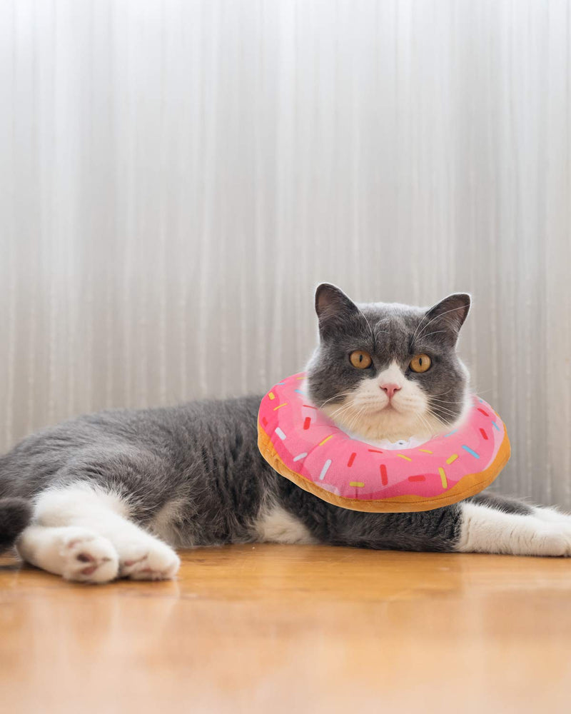 Woiworco Adjustable Cat Recovery Collar, Cute Cat Donut Collar, Soft Cone Collars for Cat, Wound Healing Protective Cone After Surgery Elizabethan Collars for Kitten Pets Small Pink - BeesActive Australia