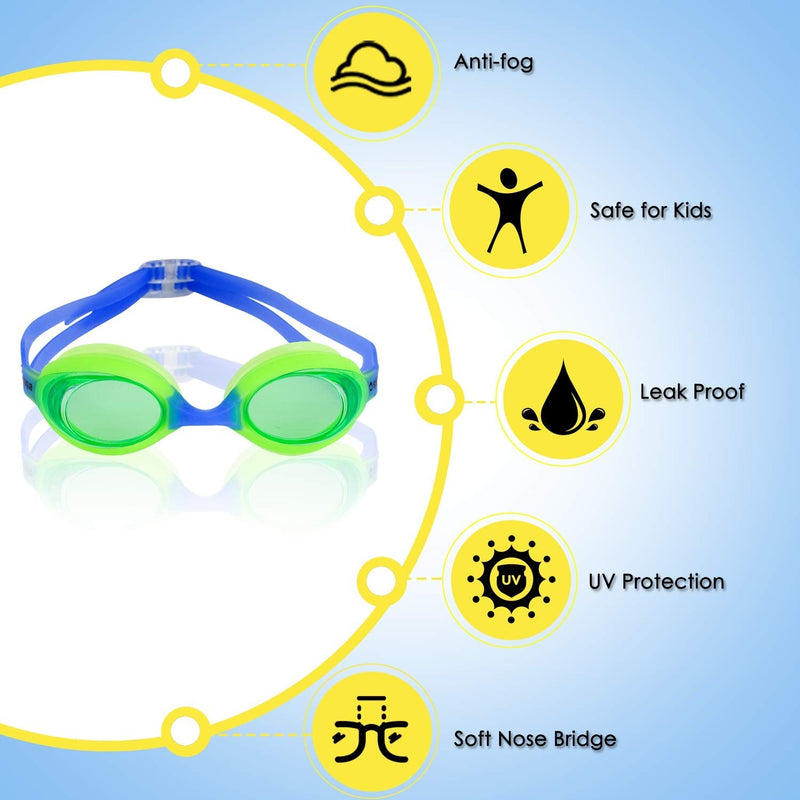 Splaqua Kids Swim Goggles - UV Protection, Anti-Fog Lenses & Adjustable Strap Blue/Yellow - BeesActive Australia