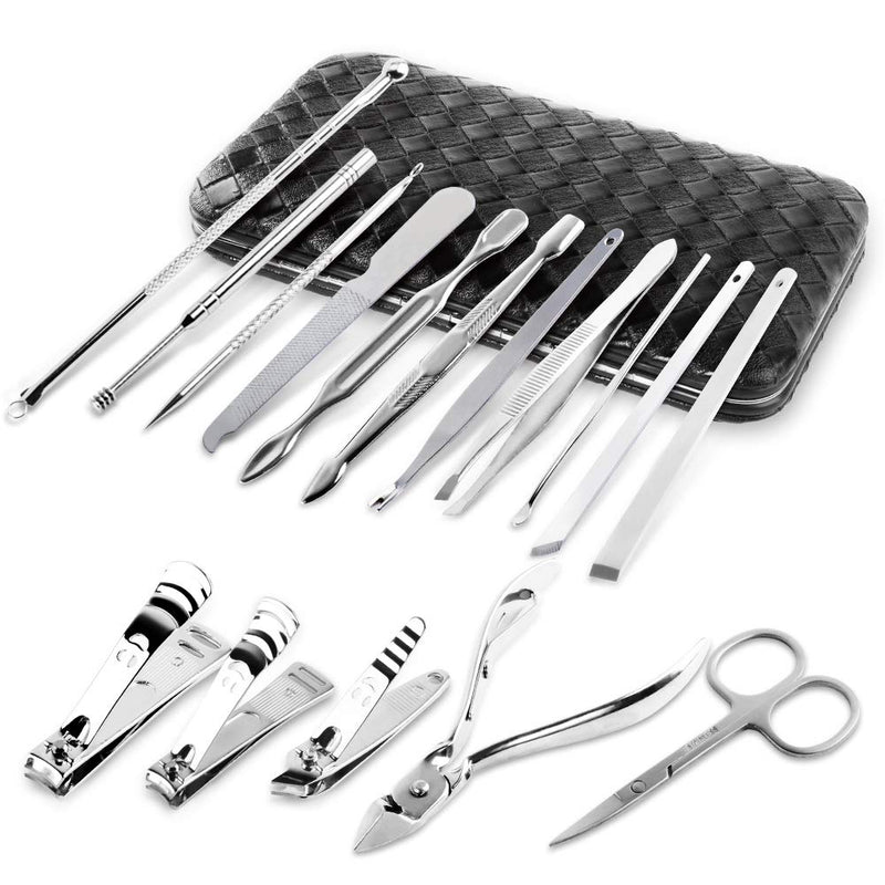 Manicure Pedicure Set Nail Clipper, UOWGA 17 Piece Stainless Steel Tools for Nail Grooming Cutter Kit Gift for Men/Women Includes Cuticle Remover with Portable Travel Case - BeesActive Australia