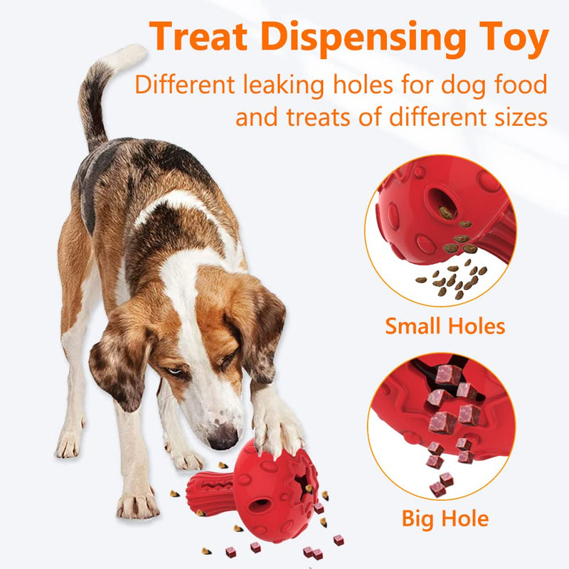 Dog Chew Toy for Large & Medium Dogs, Rubber Treat Dispensing Toy for Aggressive Chewers, Interactive Slow Feeder Tough Puzzle Toys Teeth Cleaning Red - BeesActive Australia