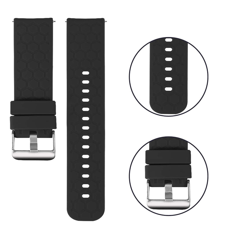 TenCloud Bands Compatible with KALINCO CS201C, Adjustable Soft Silicone Replacement Watch Band Straps Wrist Bands Bracelet Compatible for Dirrelo GT01 (Black) Black - BeesActive Australia