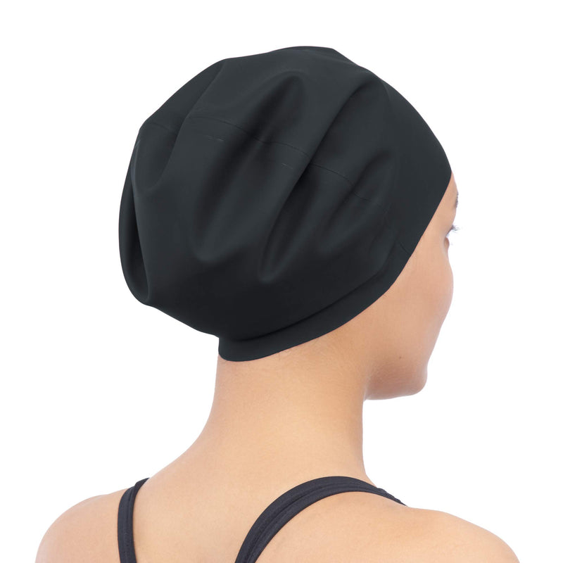 [AUSTRALIA] - SOUL CAP – Large Swimming Cap for Long Hair - Designed for Long, Thick and Curly Hair - Adults, Kids and Children - Women & Men - Premium Silicone Black 