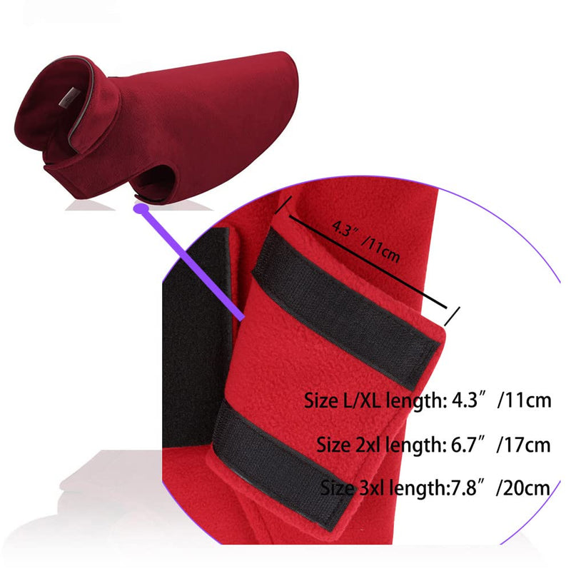 BONAWEN Fleece Dog Coat Winter Pet Jacket Reflective for Cold Weather for Large Medium Small Dogs 3Xl:chest girth 30-37.4",body 22.8" Red - BeesActive Australia