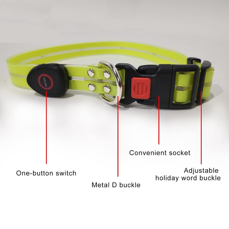 Led Light Up Dog Collars Lights for Night Time Walking Glow in The Dark Dog Leash and Harness Lighted USB Rechargeable for Large Medium Small Pet Yellow LED Collar+leash - BeesActive Australia