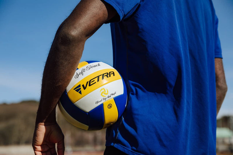 VETRA Volleyball Soft Touch Volley Ball Official Size 5 Outdoor Indoor Beach Gym Game Ball New Yellow/Blue/White - BeesActive Australia