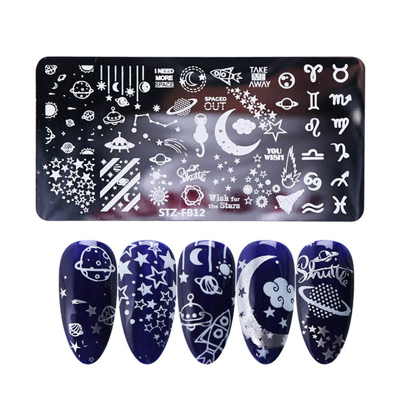 WOKOTO 6Pcs Nail Art Image Stamping Template Set Starry Sky Star Design Nail Polish Stamps Kit Manicure Stencils for DIY&Salon KIT1 - BeesActive Australia