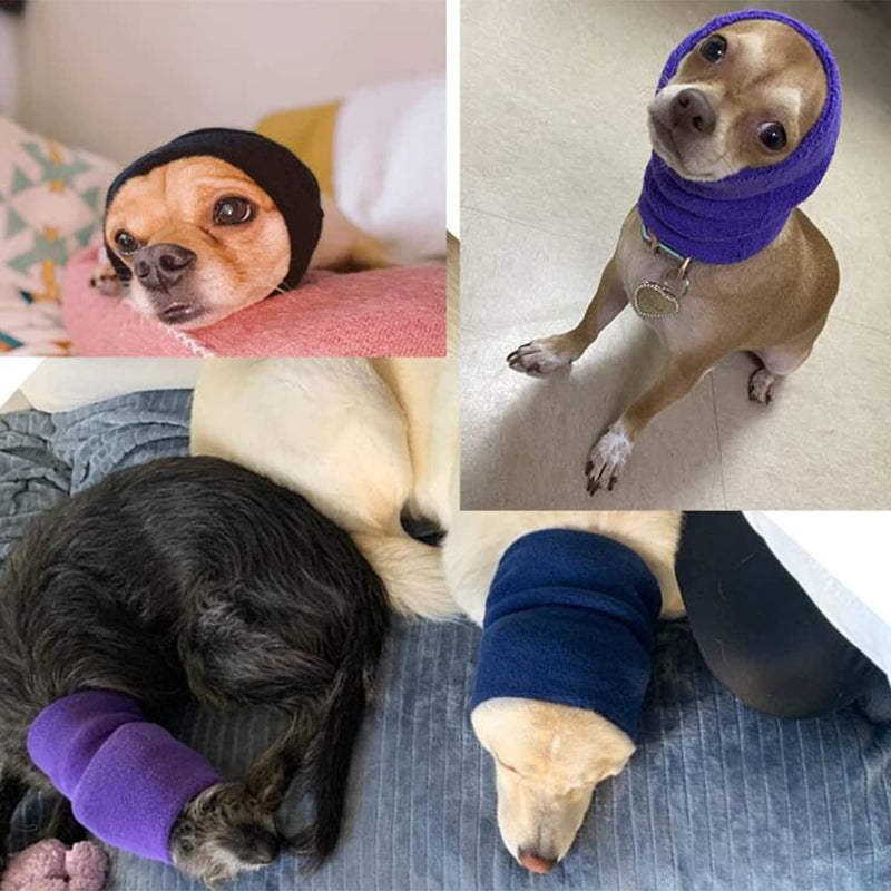 Quiet Ears for Dogs 3Pack Dog Snoods Ear Covers for Noise,Grooming and Force Drying Miracle Tool for Anxiety Relief & Calming Dogs (Black+Pink+Purple) Medium - BeesActive Australia