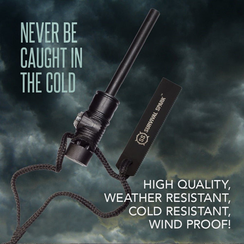 SURVIVAL SPARK Magnesium Survival Fire Starter with Compass and Whistle - BeesActive Australia