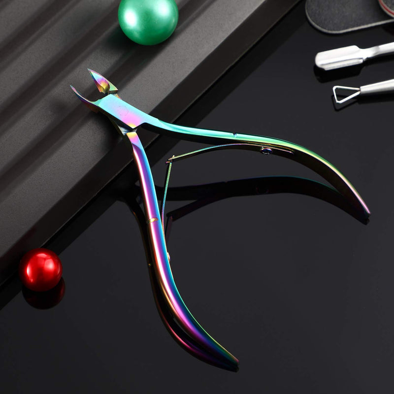 3 Packs Cuticle Cutter Cuticle Nippers Pointed Blade Cuticle Trimmer Stainless Steel Nail Clippers Manicure Tool for Fingernails No Cuticle Pusher (Rainbow Color) - BeesActive Australia