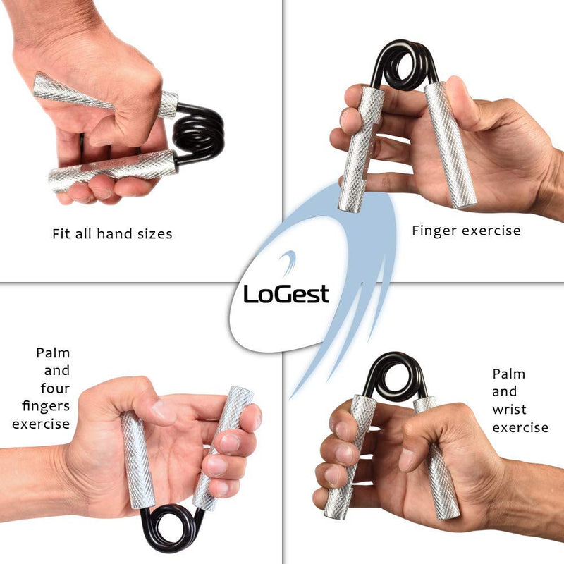 Logest Metal Hand Grip Strengthener 100LB-350LB No Slip Heavy-Duty Grip Strengthener with Gift Box, Great Wrist & Forearm Hand Exerciser, Home Gym, Hand Gripper Grip Strength Trainer Silver - 100LB - BeesActive Australia