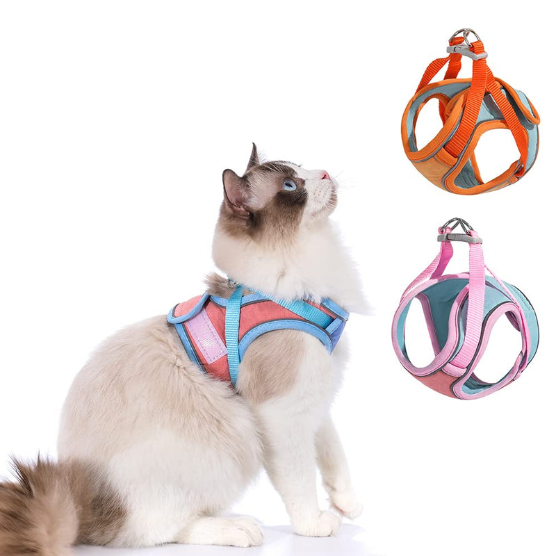 TOTORO Cat Harness and Leash for Walking Escape Proof ，Adjustable Comfortable Suedette Vest Harnesses for Cats，Reflective Strips Easy to Put on Step-in Velcro Jacket Medium Blue - BeesActive Australia