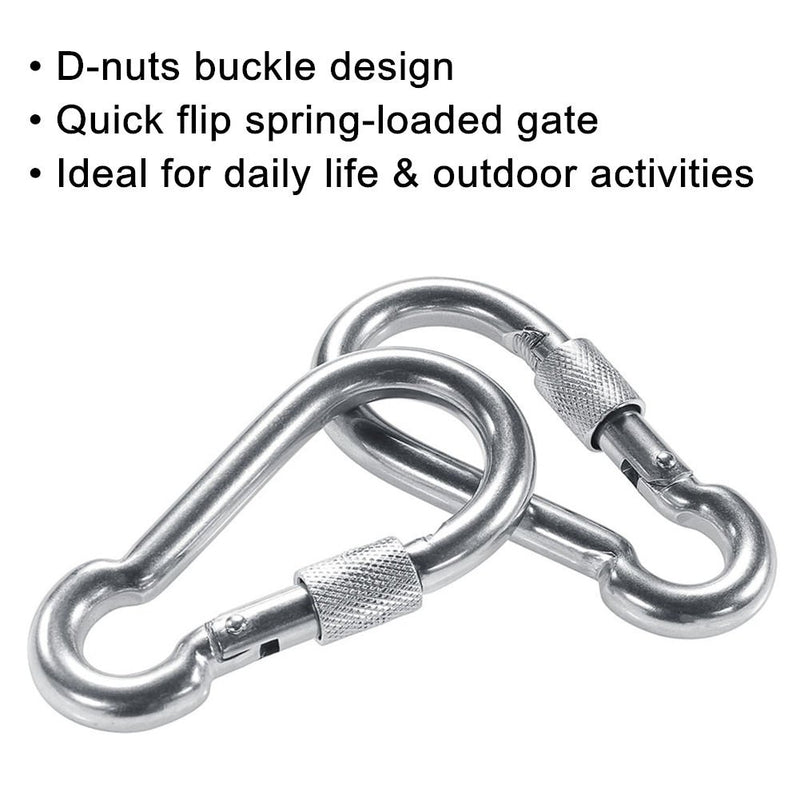 PROND Locking Carabiners, Heavy Duty Carabiner, 316 Stainless Steel Screw Lock Carabiner Hooks 2PCS - 316 Stainless Steel - BeesActive Australia