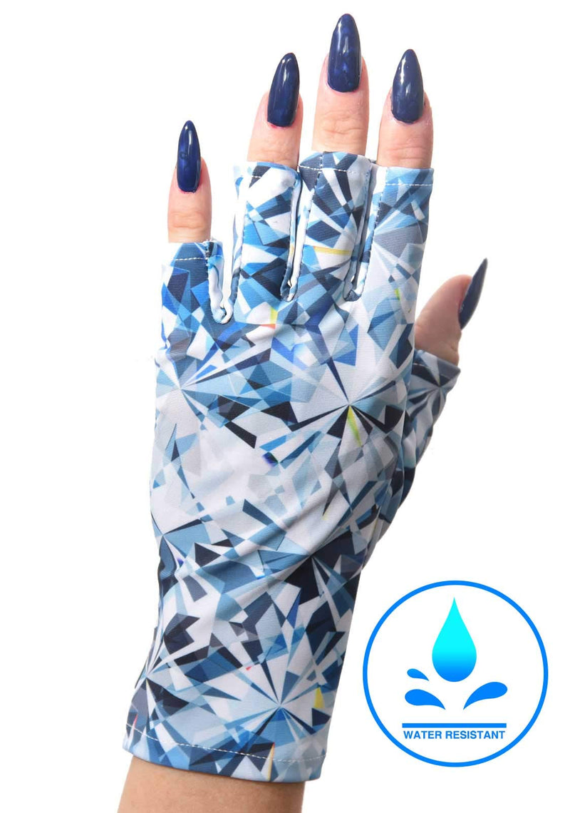 ManiGlovz Gel Nail Manicure Anti-UV and Sunblock Protection Shield Gloves - Water Resistant UV Gloves for Gel Manicures to use with UV and LED Dry Lamps (Crushed Glass Print) Crushed Glass - BeesActive Australia