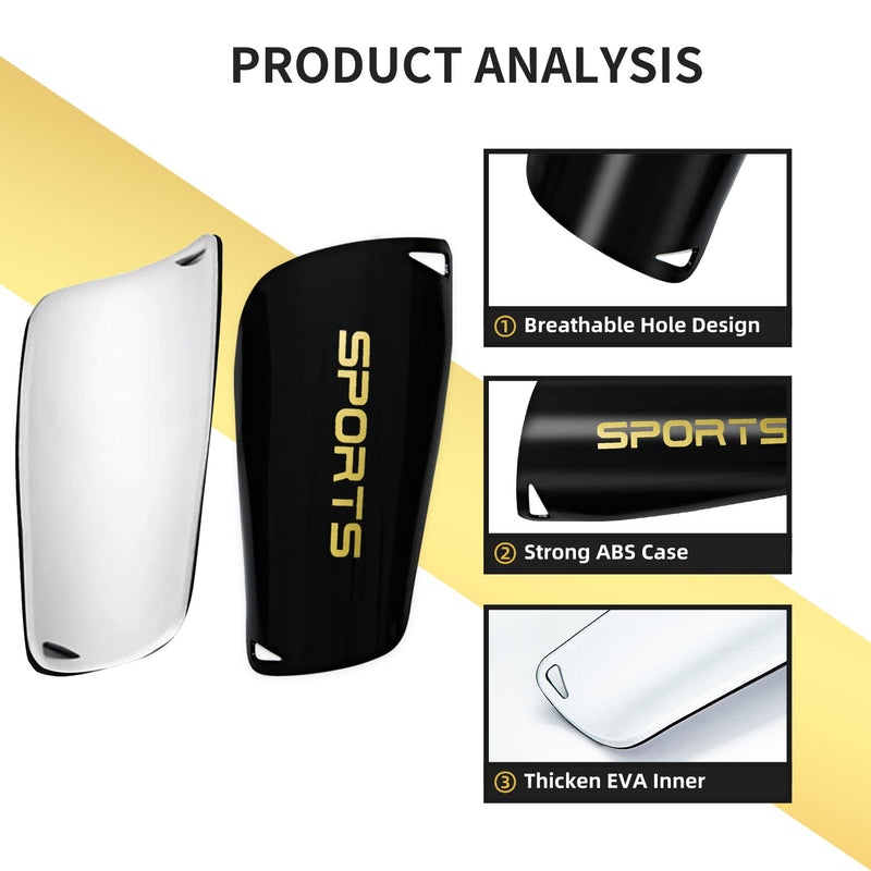 AIMISICAR Soccer Shin Guards Kids Youth, Shin Guard Sleeves and Shin Pads for 3-15 Years Old Boys and Girls for Football Games, EVA Cushioning Protection Reduces Shock and Injury Shin Guards+Sleeves,Black M ( 3'10" - 4'5" Tall ) - BeesActive Australia