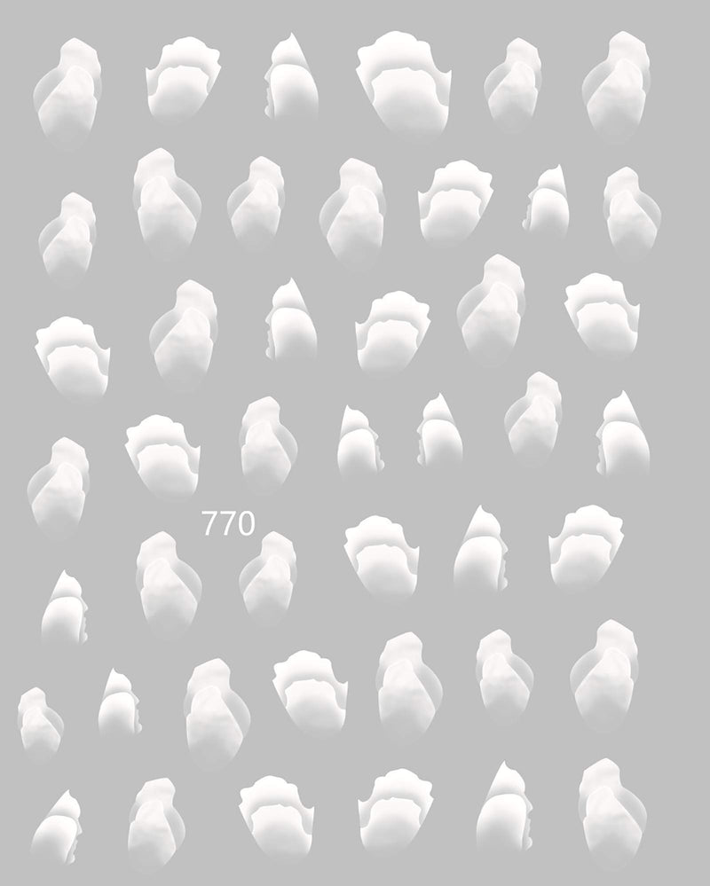 Simple Hill Pattern Nail Art Stickers Decals,3D Self-Adhesive White Shell Style Hills Nail Design for Women Girls,4 Sheets DIY Acrylic Nail Supplies,Manicure Tips Nails Decoration - BeesActive Australia