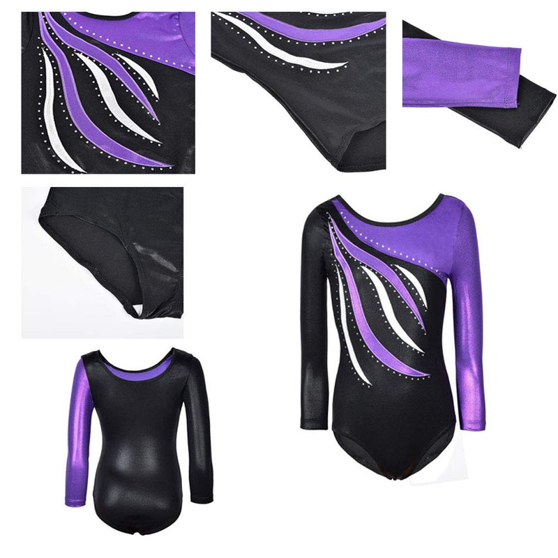 [AUSTRALIA] - Kids Girls Gymnastic Long Sleeve Leotard Dance Bodysuit Sparkles Ribbon Stripes Biketard 