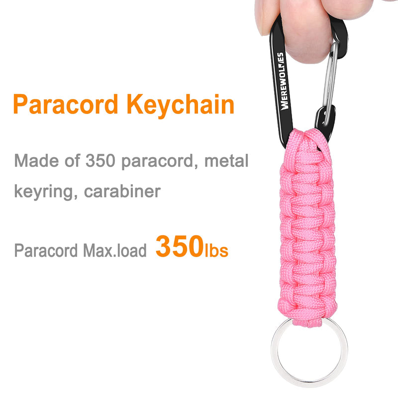WEREWOLVES Paracord Keychain with Carabiner, Paracord Lanyard Clip for Keys, Paracord Carabiner Keychain Clip for Men Women 5 Pack Balmy - BeesActive Australia