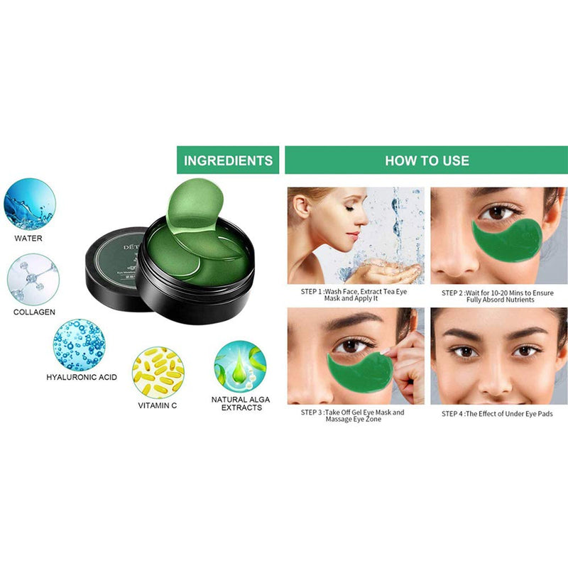 Leshare Eye Mask with Natural Plant Extracts, Under Eye Mask, Under Eye Patches, Eye Patches for Puffy Eyes, Eye Treatment Products, Dark Circles Under Eye Treatment for Women (60Pcs Green) 60Pcs Green - BeesActive Australia