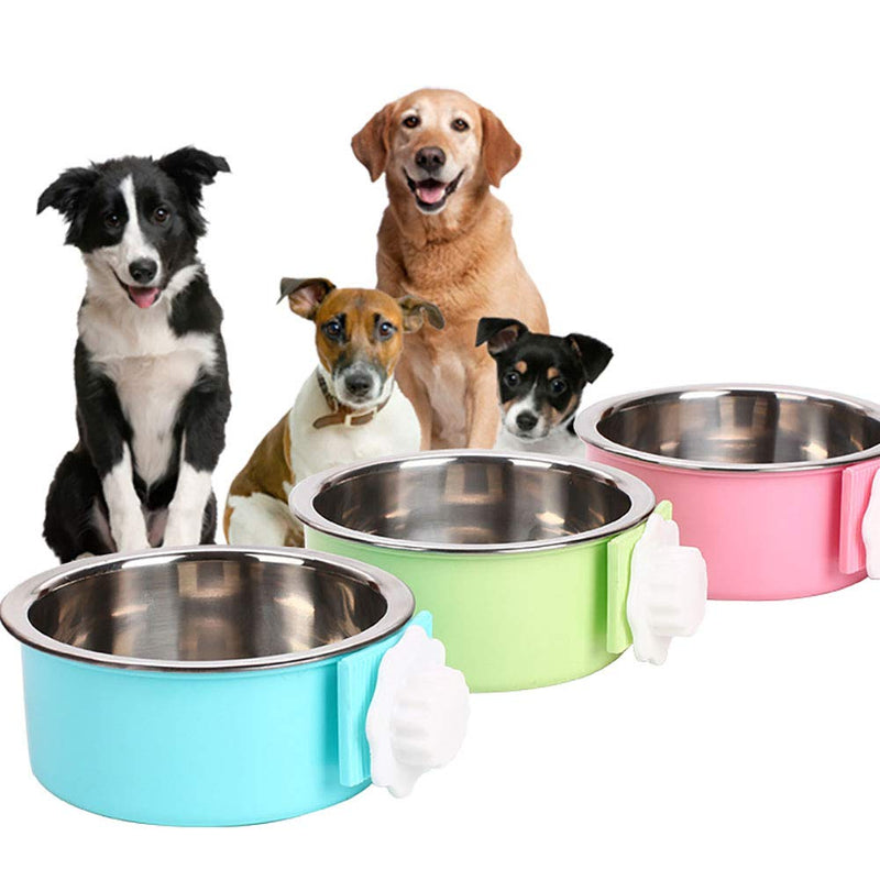 Crate Dog Bowl, Stainless Steel Removable Hanging Food Water Bowl Crate Coop Cup ,Pet Cage Bowls with Bolt Holder for Dog, Puppy, Cat, Rabbit, Bird ,Small Animals Large (Pack of 1) Blue Round - BeesActive Australia