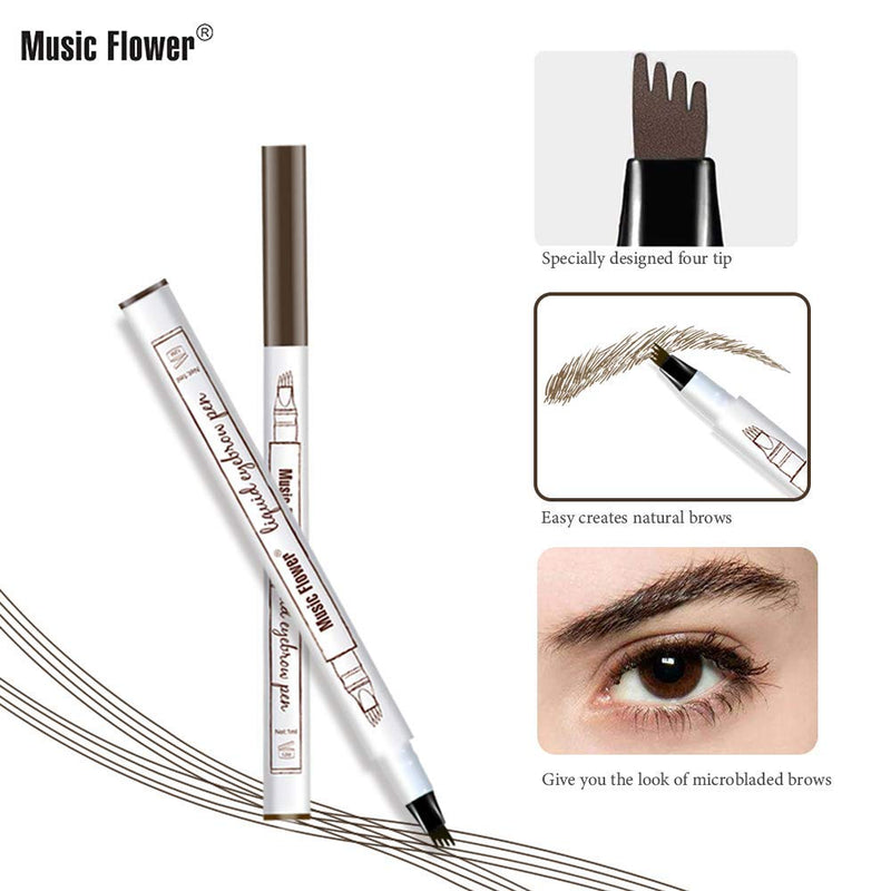 Eyebrow Pen,MoonKong 4 Point Eyebrow Pencil Waterproof Eye Brown Makeup,Eyebrow Kits with 3 Eyebrow Stencil,1 Brow Razor(1# Dark Brown/Chestnut) 1# Dark Brown/Chestnut - BeesActive Australia