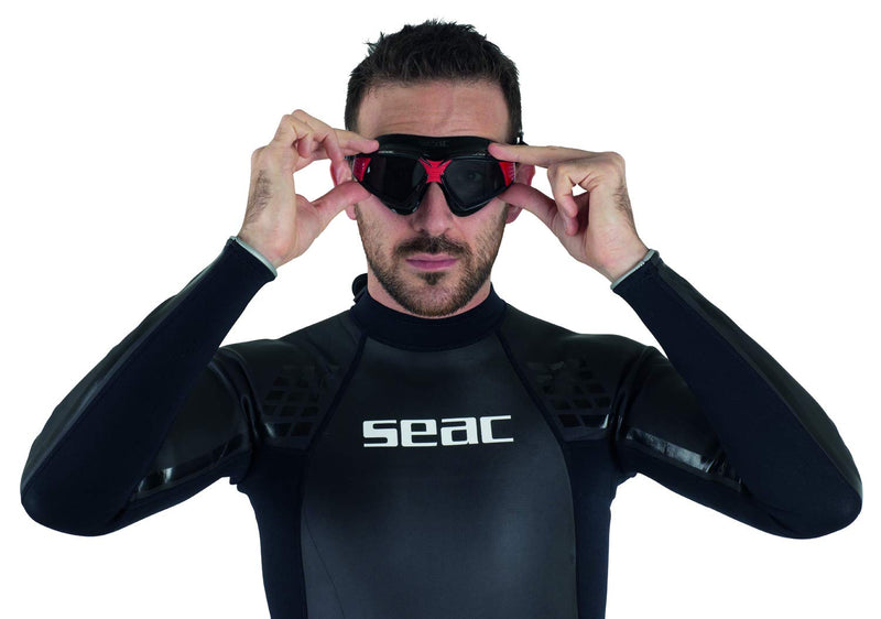 [AUSTRALIA] - SEAC Sonic Silicone Swim Goggles, Black/Red 