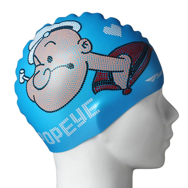 [AUSTRALIA] - koreatrends Popeye Olive Swimming Silicone Swim Head Cap Blue Popeye 