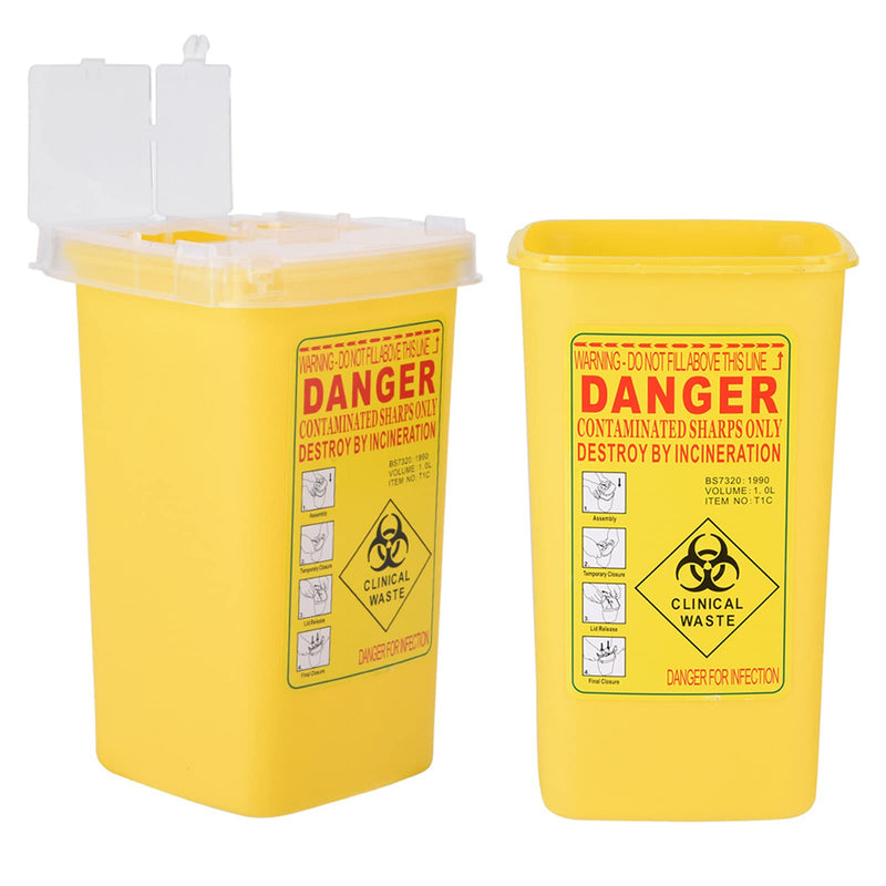 Jadeshay Needle Container, Tattoo Medical Plastic Sharps Container, Biohazard Needle Disposal Waste Box, 1L (yellow) - BeesActive Australia